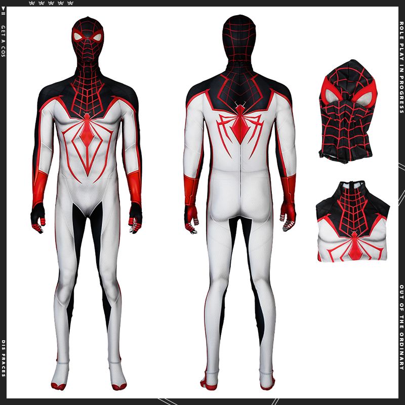 XXX-Miles Morales Spiderman White Cosplay Suit