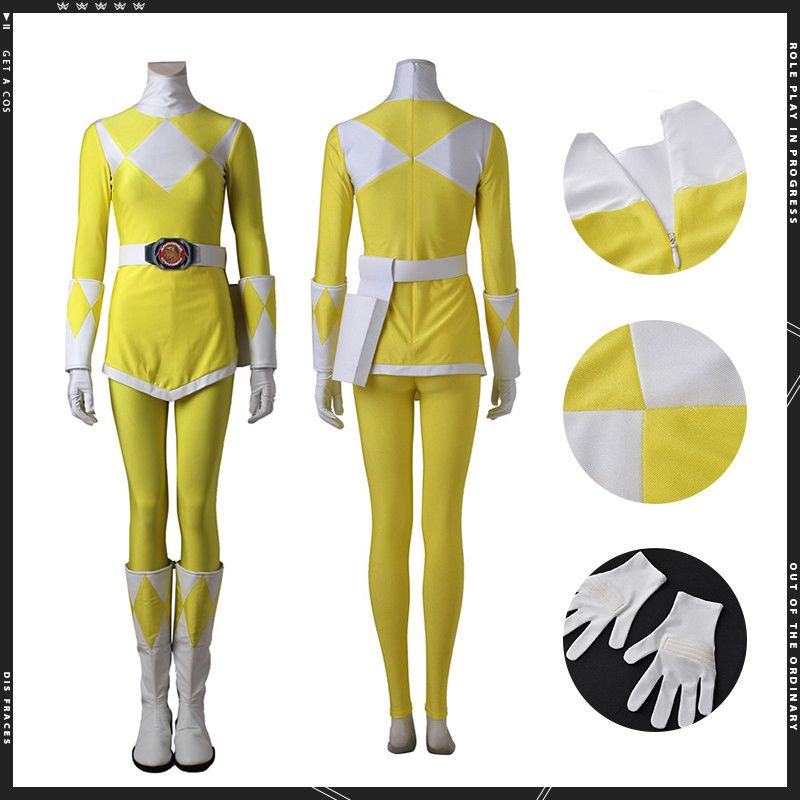 Women's Yellow Power Ranger Costume Yellow Ranger Suit Boots Version