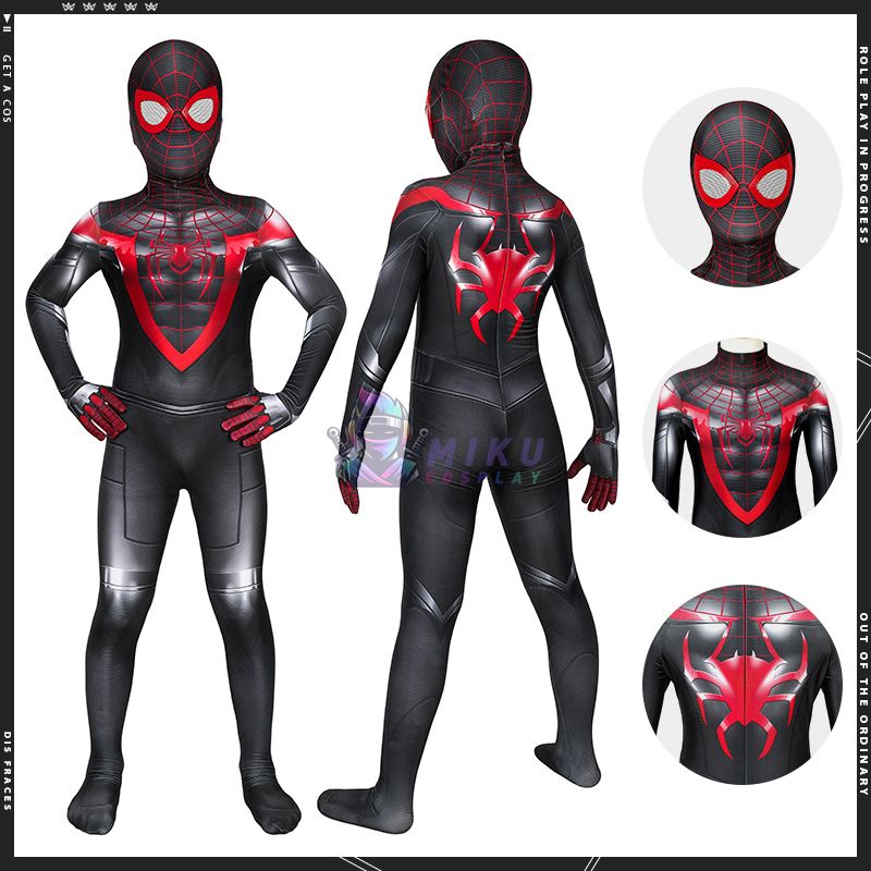 Kids Spider-Man Miles Morales Ps5 Suit Spiderman Costume 5t-10t