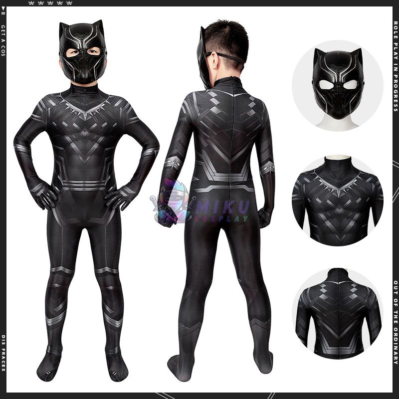 Kids Black Panther Suit Captain America Civil War Cosplay Costume Jumpsuit